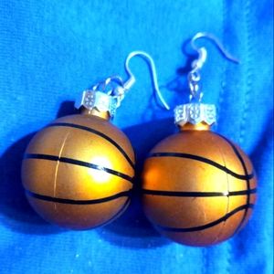 Handmade basketball ornamnet earrings